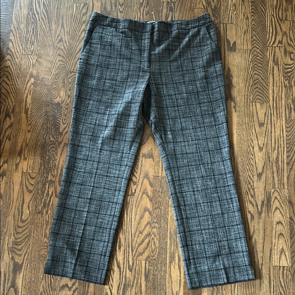 Gray Dress Pants with Windowpane Pattern